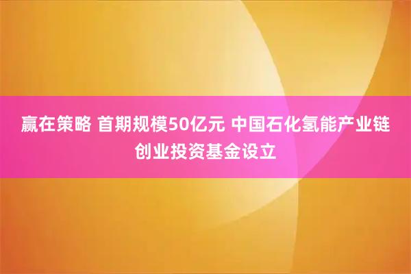 赢在策略 首期规模50亿元 中国石化氢能产业链创业投资基金设立